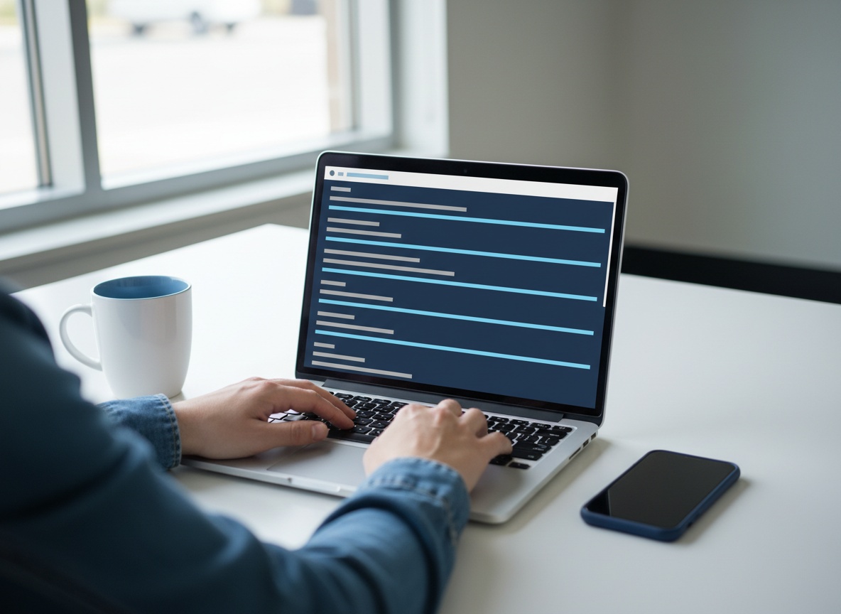 Business owner reviewing chats and calls on a laptop dashboard — ai website chat Phoenix
